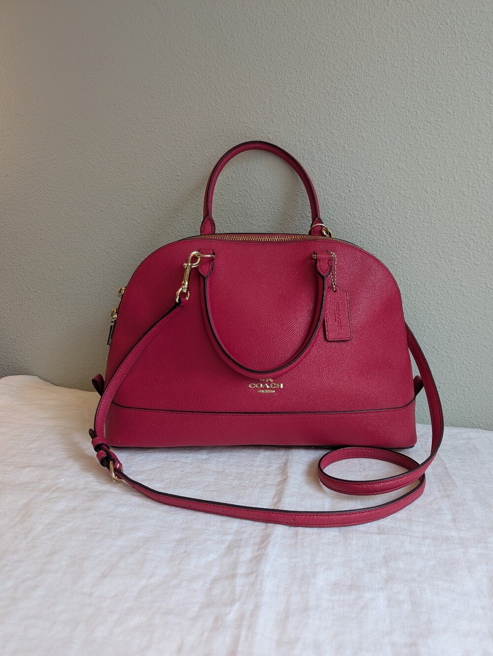 Coach Sierra Dome Satchel Pink F57524 Handbag Crossbody Purse Leather Lined